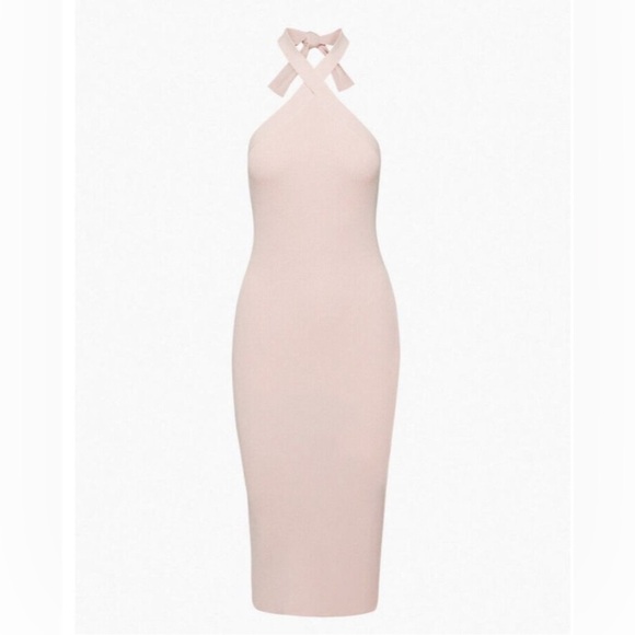 NWT Aritzia Wilfred Womens Cayenne Knit Halter Poetic Pink MIDI Dress Small $168 - Picture 1 of 9
